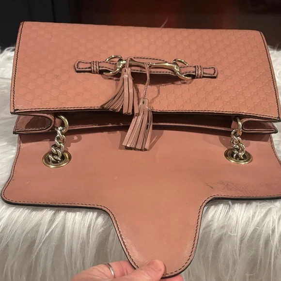 Gucci Pink Leather medium Microguccissima Emily Shoulder Bag - Picture 9 of 10